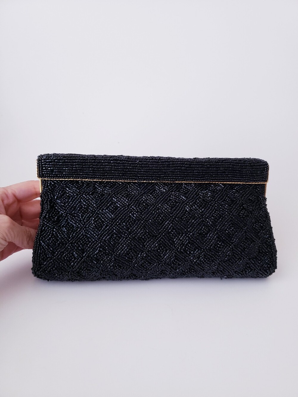 Vintage Le Regale Black Beaded Evening Bag